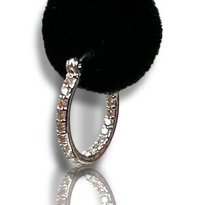 Crystal Haze Silver-Plated Inside Out Cubic Zirconia Hoop Earrings  NIP